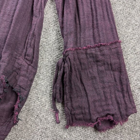 We the Free People Venice Oversized Linen Button Down Shirt Top Sz XS Burgundy - Picture 6 of 11